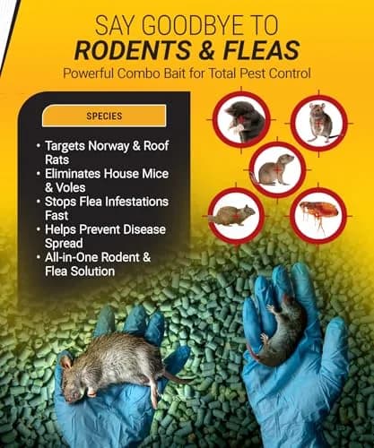 Kaput Combo Bait Pellets Rat & Flea Killer with Warfarin & Imidacloprid, 64 oz (32 x 2oz Place Packs) | EPA Registered Rodenticide thumbnail 3