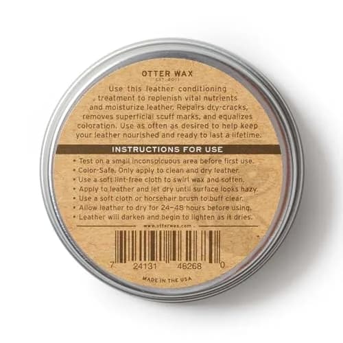 Otter Wax Leather Salve | 5 oz | Nourishing Leather Conditioner & Cleaner Balm for Boots, Furniture, Car Seats, Jackets, Hats & Bags | All-Natural & Chemical & PFAS-Free | Made in Portland | USA thumbnail 6