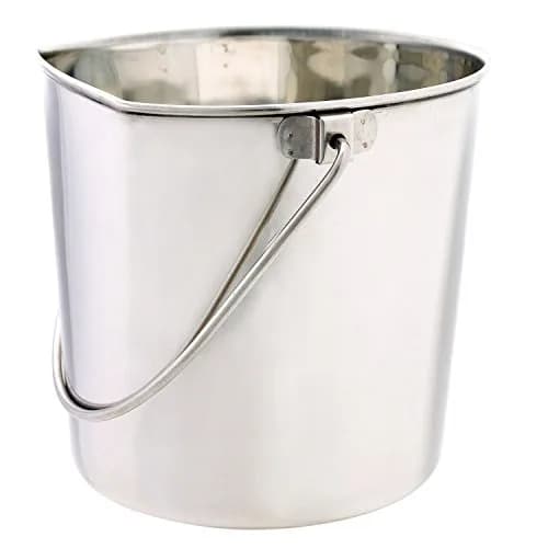 Pro Select Stainless Steel Flat Sided Pails — Durable Pails for Fences, Cages, Crates, or Kennels - 8¾", 6-Quart thumbnail 1