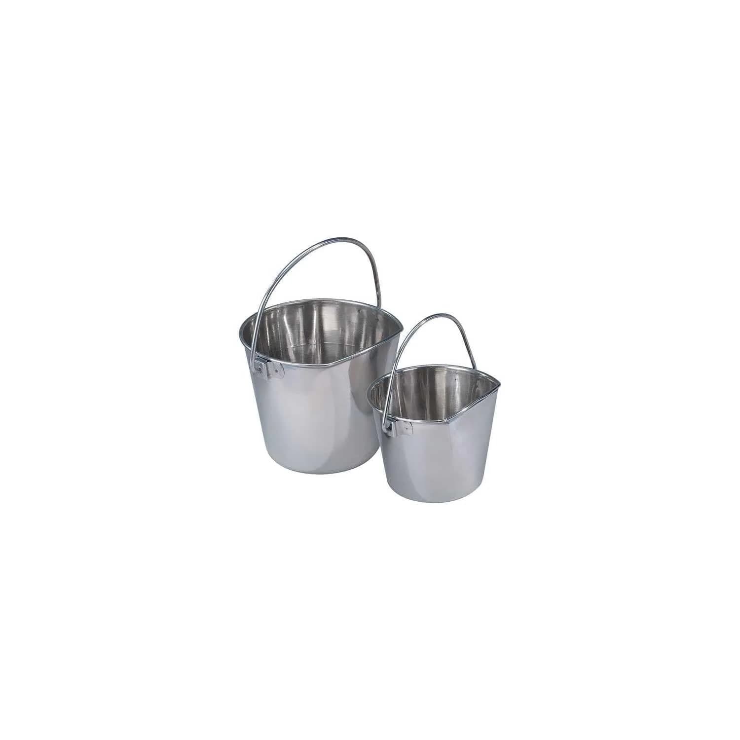 Pro Select Stainless Steel Pet Pail 1-Quart | Heavy Duty Flat Sided Water Bucket for Kennels