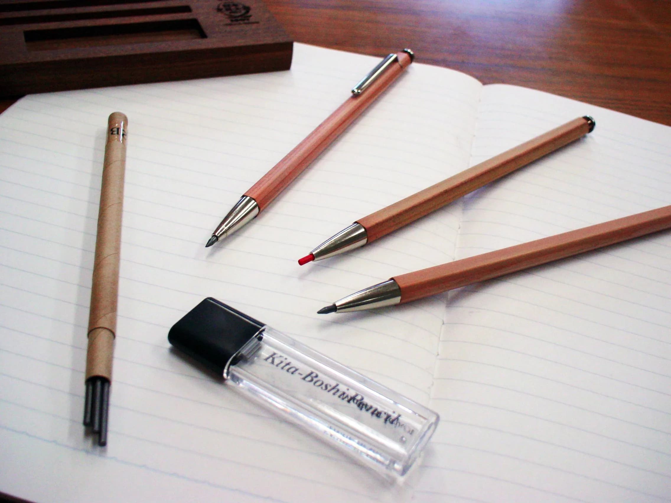 Kitaboshi 2mm Mechanical Pencil, Wooden Barrel, #1 B Lead, 1ea (OTP-680NST) | Japanese Stationery of the Year Awarded - view 2