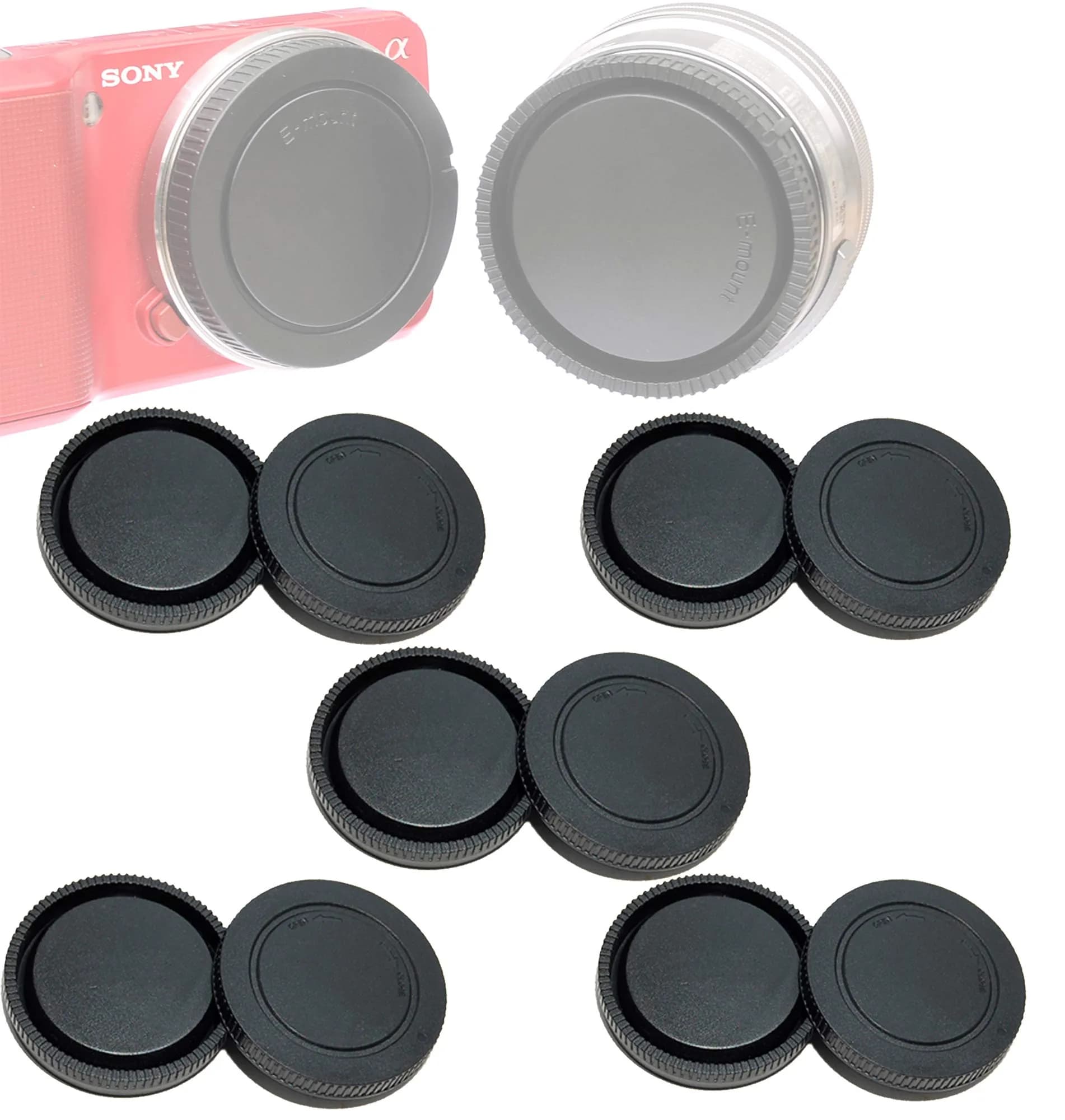 Fotasy M43 Lens Rear Cap & Camera Body Cap 2-Pack | Micro Four Thirds Dust Sensor Cover for Olympus/Panasonic — for Sony NEX