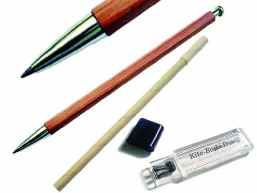 Kitaboshi 2.0mm Mechanical Pencil, Wooden Barrel with Pocket Clip, #1 B Lead, 1ea (OTP-680NCP) | Natural Wood Color thumbnail 3
