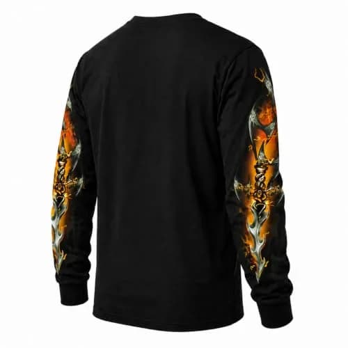 Hot Leathers Electric Skull Long Sleeve Shirt X-Large | Classic Biker Style, 100% Cotton, Black thumbnail 4