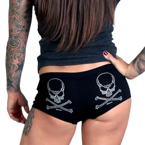Hot Leathers Boy Shorts Skull & Crossbones M | Sexy Printed Cotton-Spandex Underwear thumbnail 2
