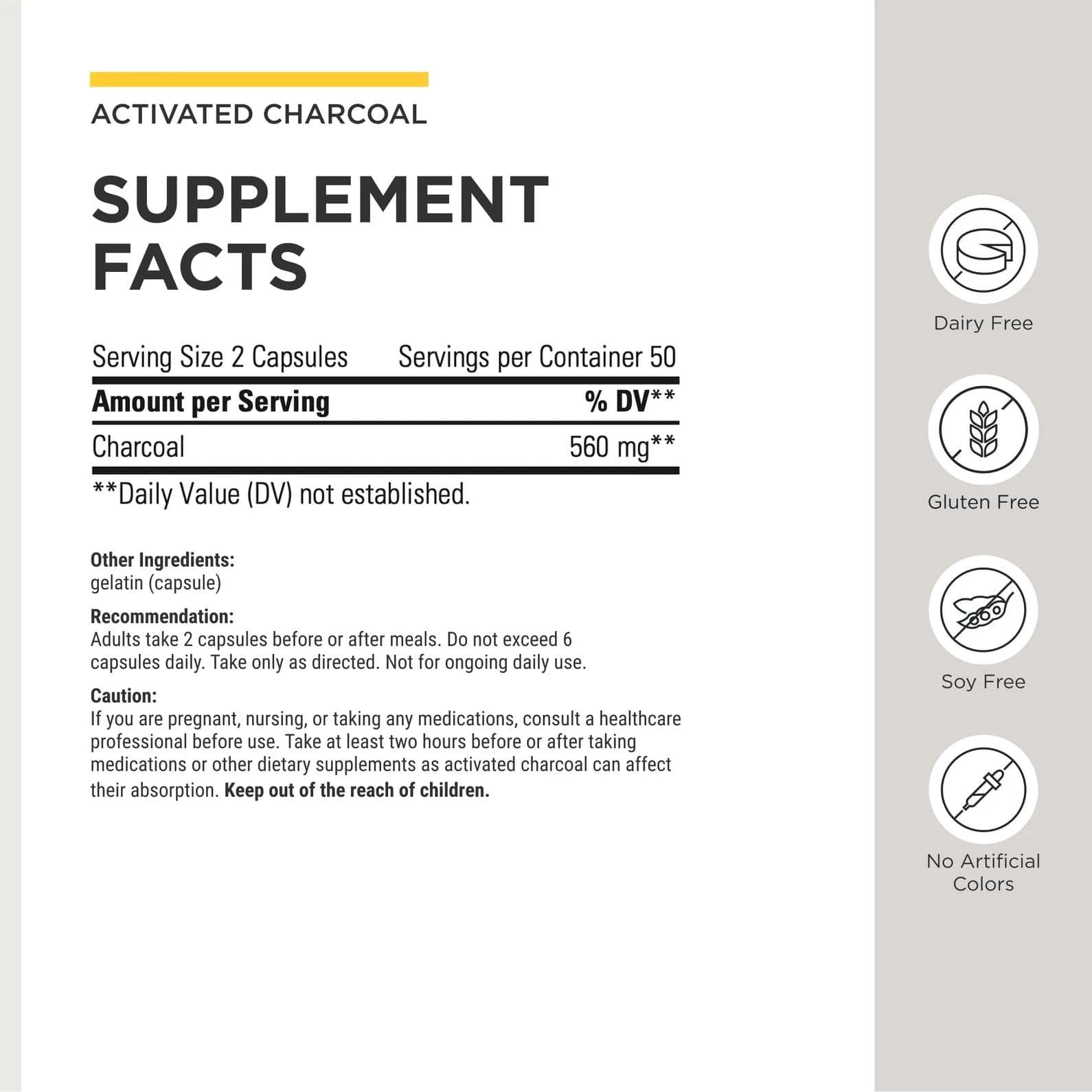 Integrative Therapeutics Activated Charcoal Capsules | 100 Count (50 Servings) Digestive & Gut Health Support - view 3