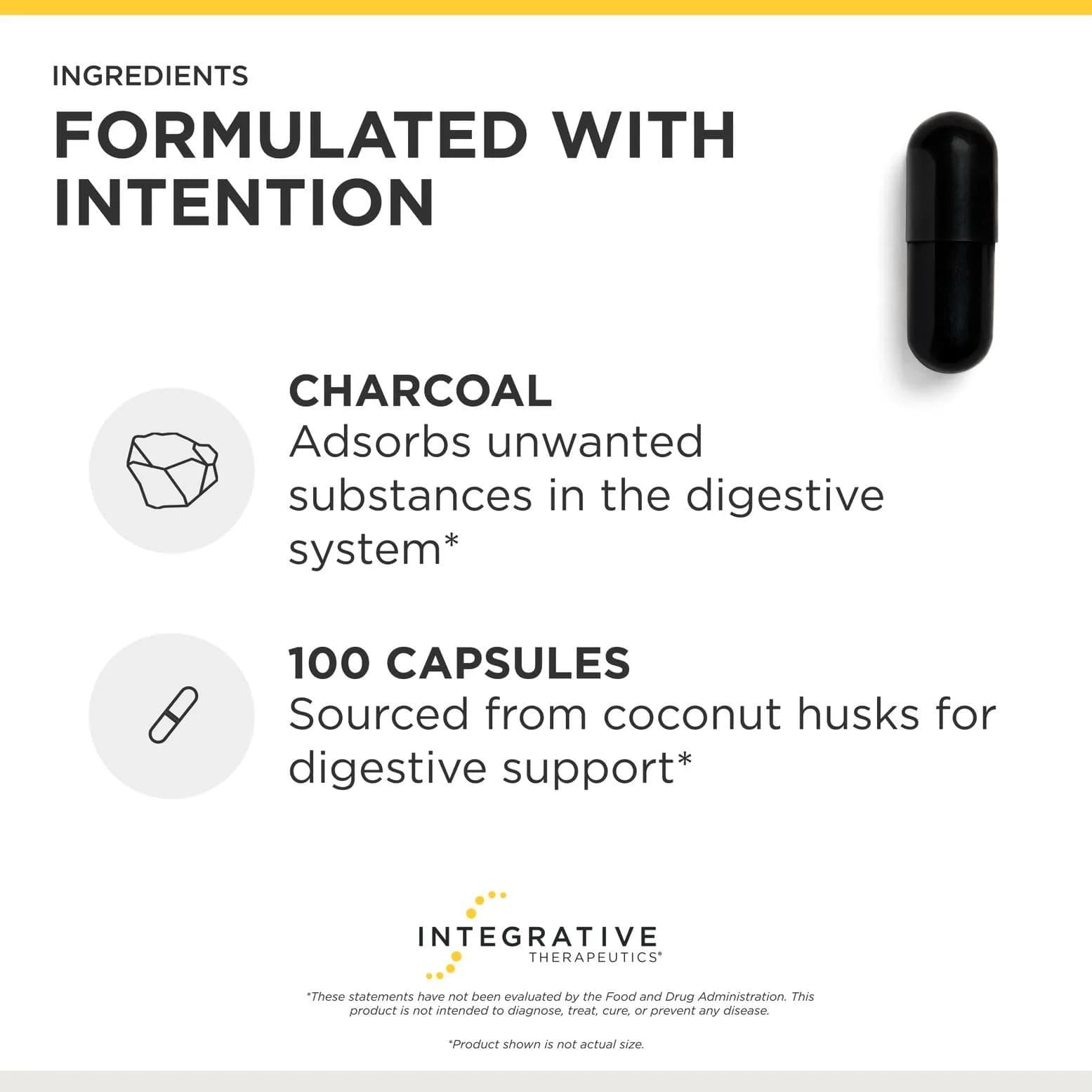 Integrative Therapeutics Activated Charcoal Capsules | 100 Count (50 Servings) Digestive & Gut Health Support - view 4