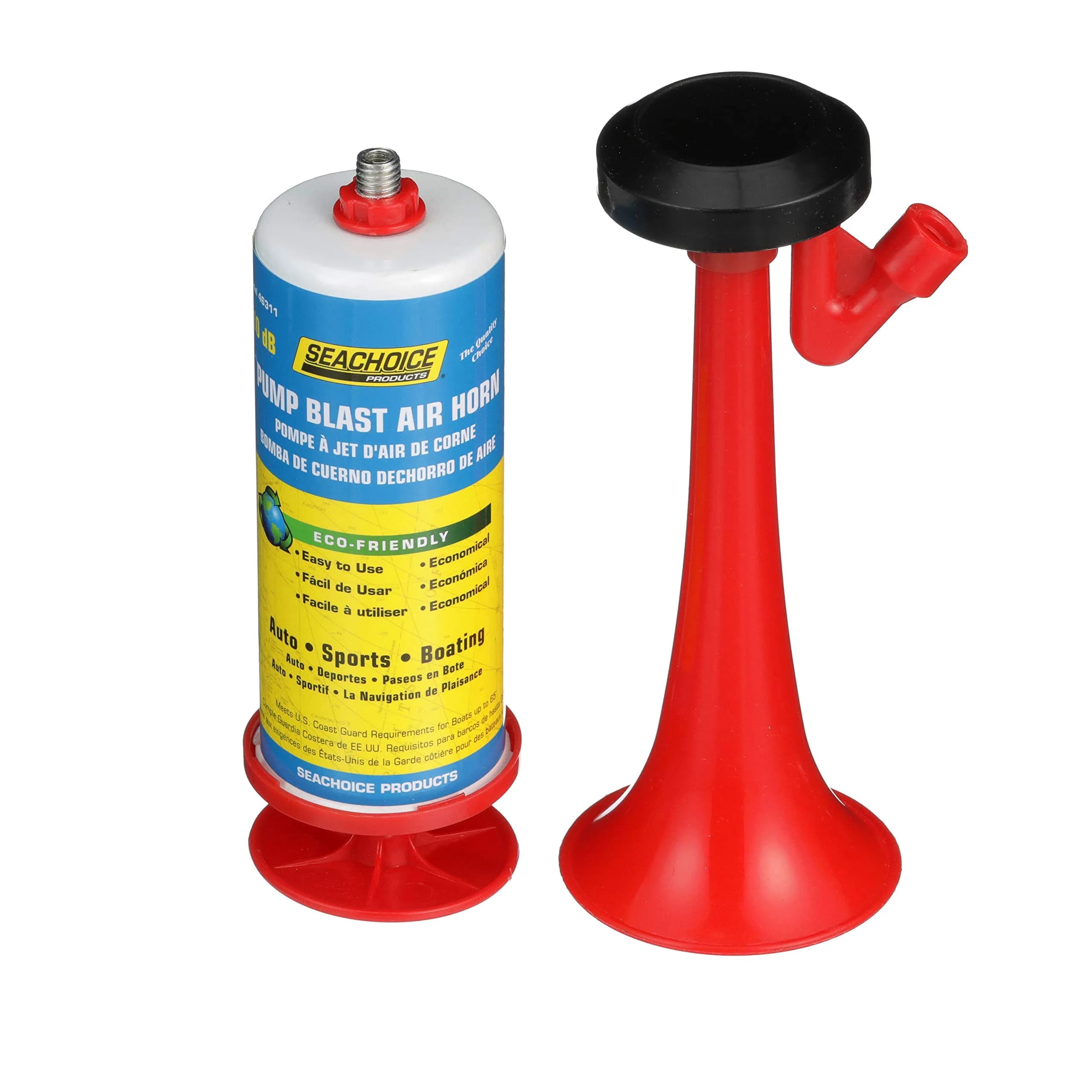 Seachoice Reusable Eco-Friendly Pump Blast Air Horn 110 dB for Boating, Auto and Sports | Loud, Coast Guard Compliant — Unspecified