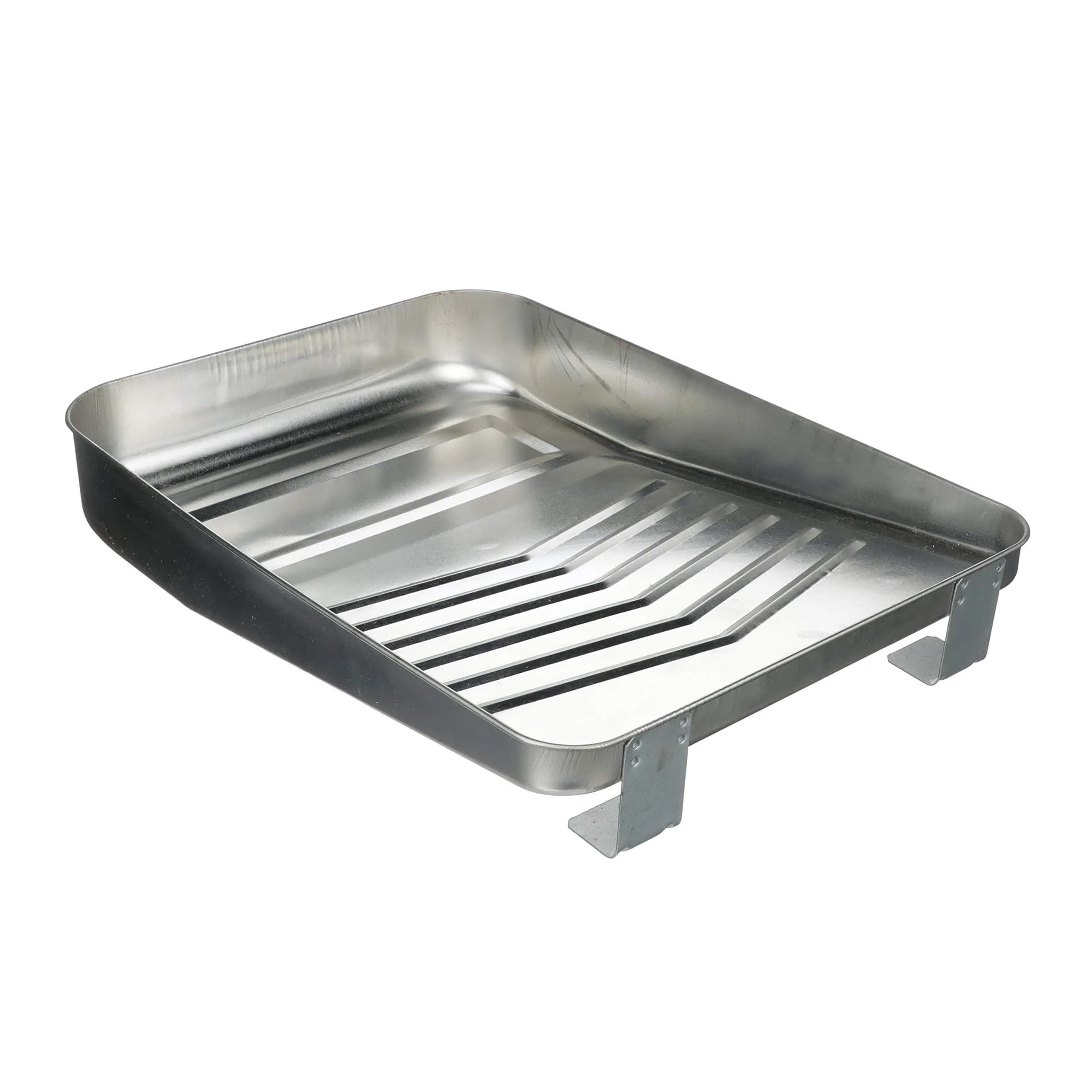 SEACHOICE Reusable Deluxe Angled Ribbed Paint Tray 9 in. | Metal, Ribbed, Angled for Easy Load & Cleanup — Silver