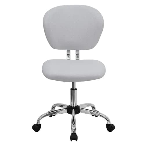 Flash Furniture Mesh Swivel Office Chair with Chrome Base, White | Modern, Armless, 23.5"W x 25.5"D x 33.5-37.5"H thumbnail 5