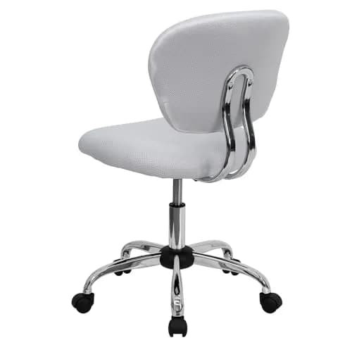 Flash Furniture Mesh Swivel Office Chair with Chrome Base, White | Modern, Armless, 23.5"W x 25.5"D x 33.5-37.5"H thumbnail 8