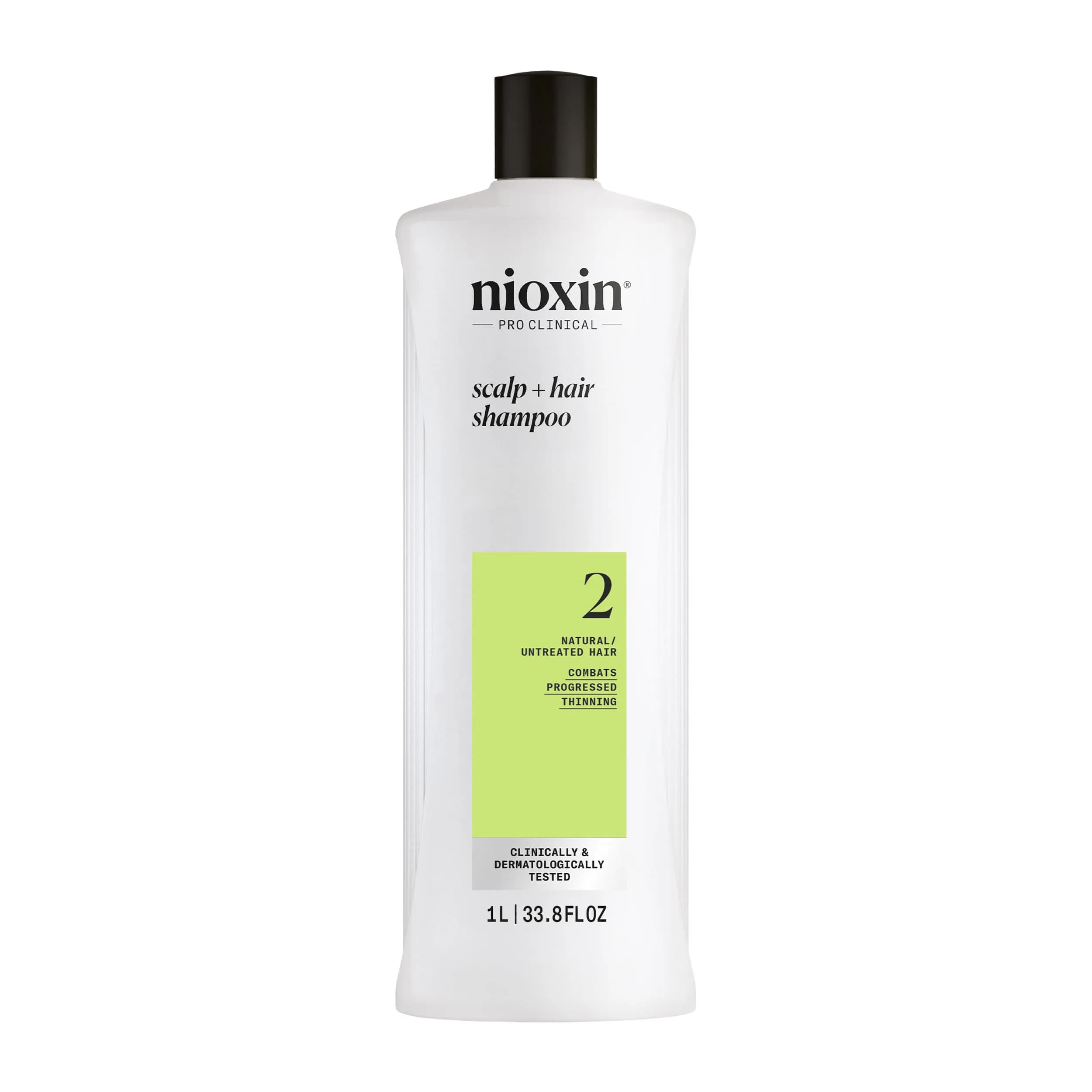Nioxin System 2 Scalp + Hair Thickening Shampoo for Natural Hair with Progressed Thinning 1000ml (33.8 Fl Oz) | Salon-Quality Hair Thickening