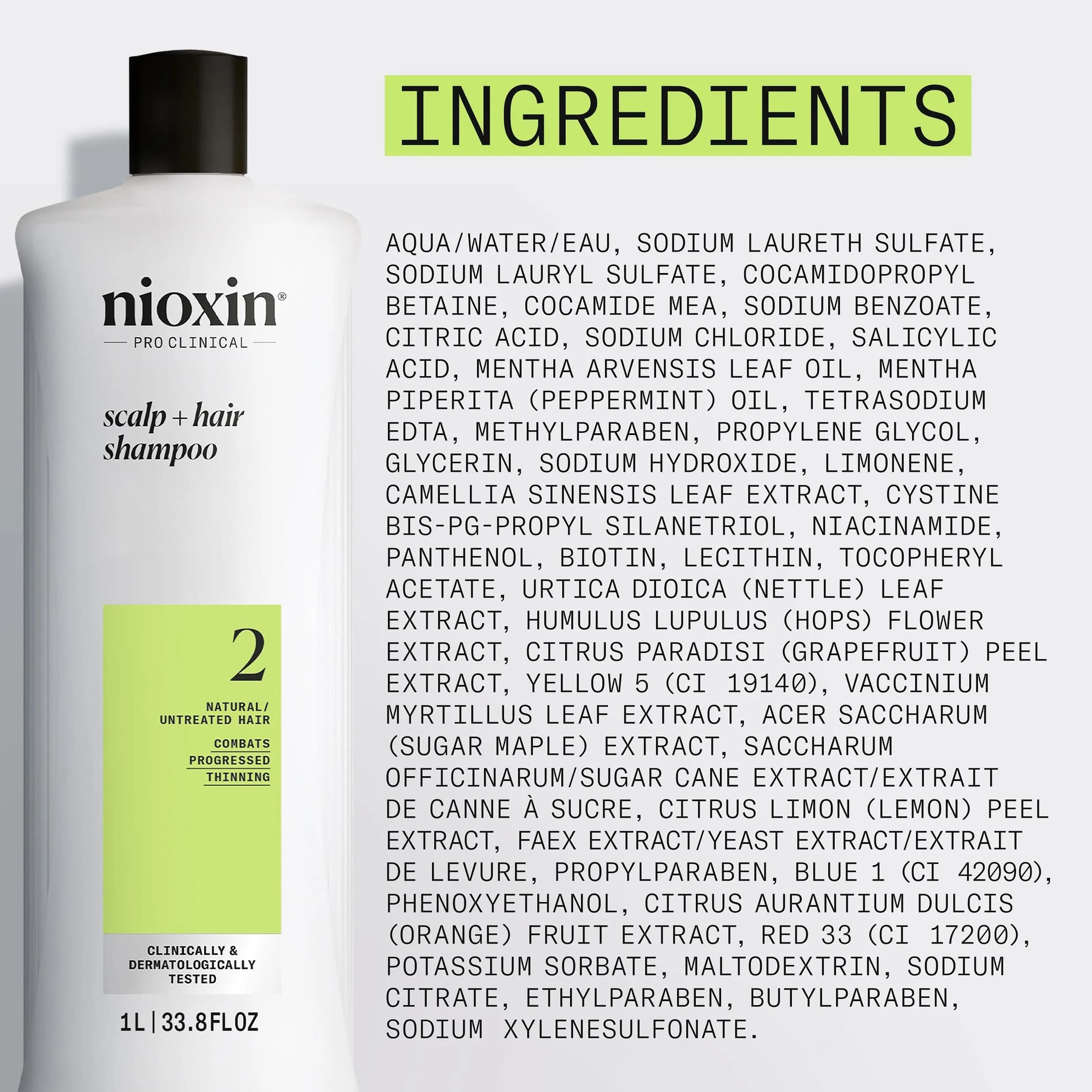 Nioxin System 2 Scalp + Hair Thickening Shampoo for Natural Hair with Progressed Thinning 1000ml (33.8 Fl Oz) | Salon-Quality Hair Thickening - view 8