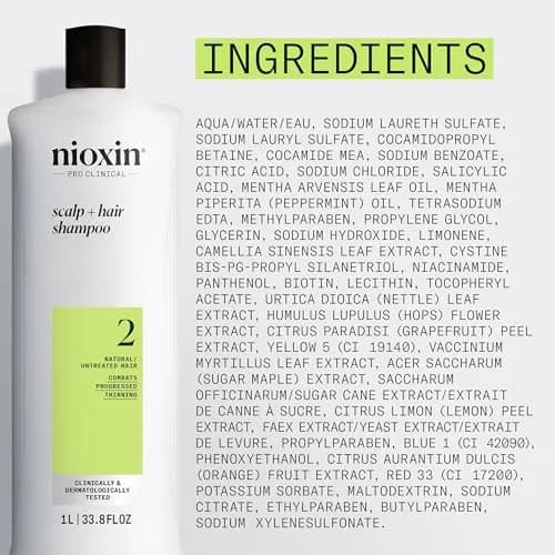 Nioxin System 2 Scalp + Hair Thickening Shampoo for Natural Hair with Progressed Thinning 1000ml (33.8 Fl Oz) | Salon-Quality Hair Thickening thumbnail 8