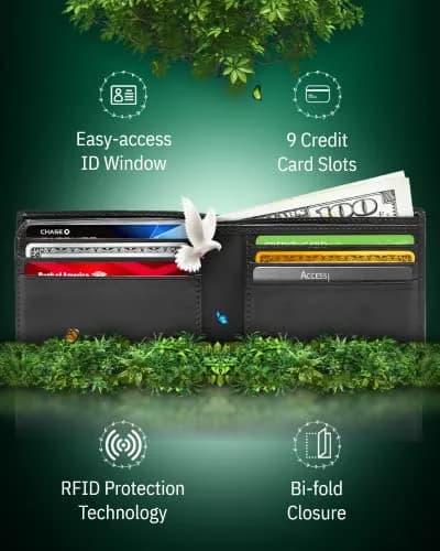 Access Denied Vegan Leather Bifold Wallets for Men | RFID & ID Window Slim Design thumbnail 2