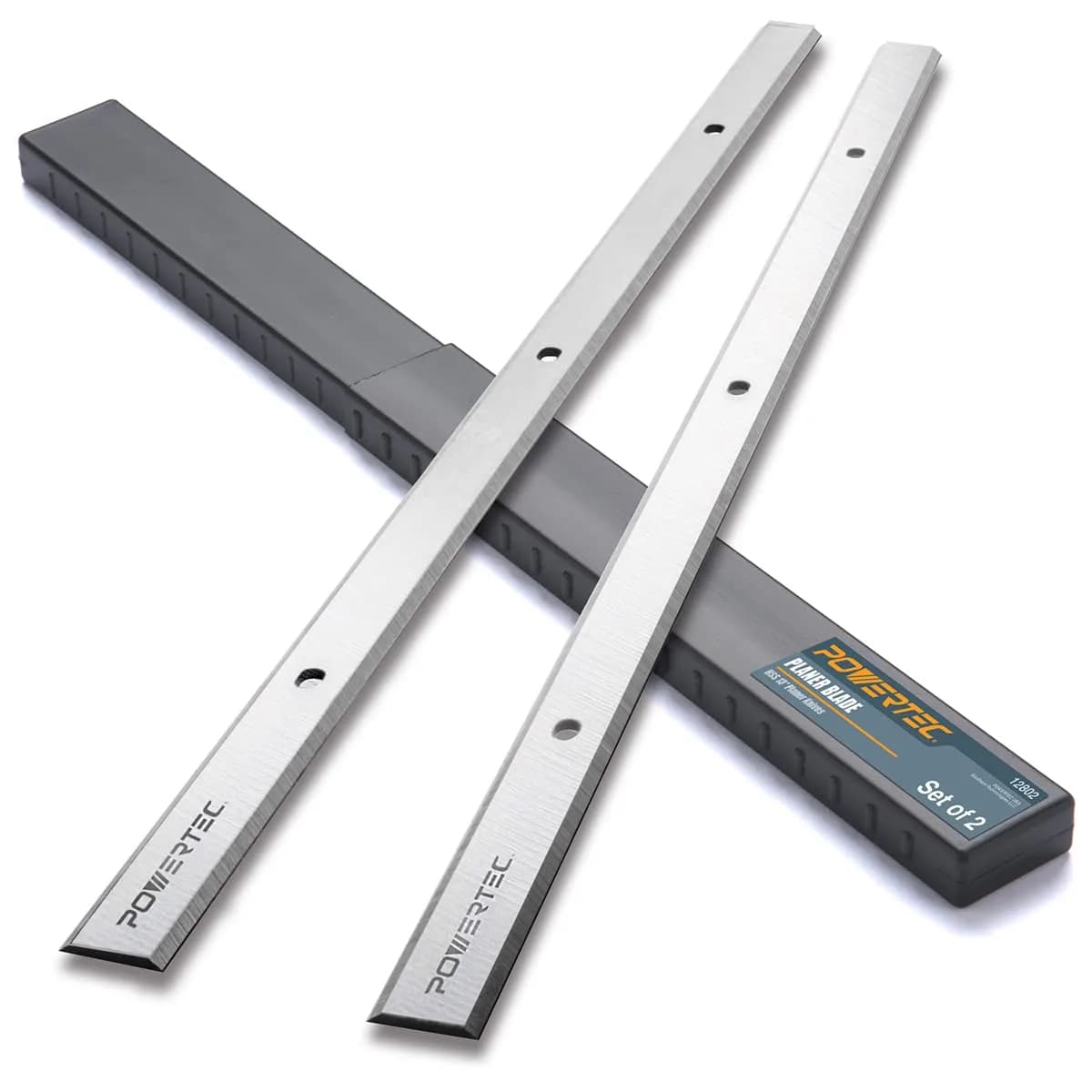 POWERTEC 13-1/8 Inch HSS Planer Blades (2-Pack, 333mm x 12mm x 1.5mm) | Premium Woodworking Replacement Knives — 13"