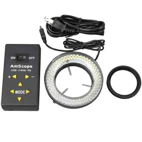 AmScope LED-144A 144-LED Microscope Ring Light with 4-Zone Control, 25mm (1") Inner Diameter | Cool Shadow-Free Illumination thumbnail 1