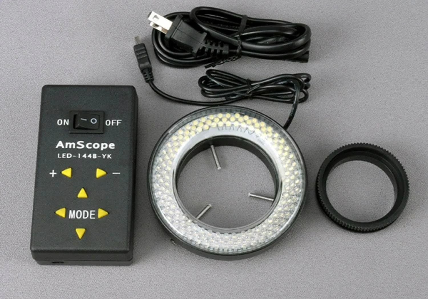 AmScope LED-144A 144-LED Microscope Ring Light with 4-Zone Control, 25mm (1") Inner Diameter | Cool Shadow-Free Illumination thumbnail 2