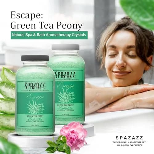 Spazazz Escape Green Tea Peony Aromatherapy Salt Crystals | Spa Salt for Relaxation & Stress Relief (22 oz) thumbnail 3
