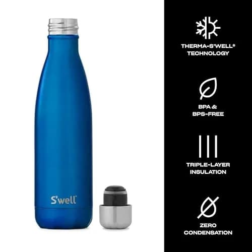 S'well Stainless Steel Water Bottle 17oz (502ml) Ocean Blue | Triple-Layered Vacuum Insulated thumbnail 3