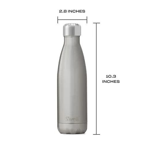S'well Stainless Steel Water Bottle 500ml (17 Fl Oz) Silver Lining | Triple-Layered Vacuum-Insulated Container thumbnail 4