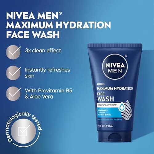 NIVEA MEN Maximum Hydration Face Wash 148ml (5 Fl Oz) | Gentle Cleansing for Dry Skin thumbnail 3