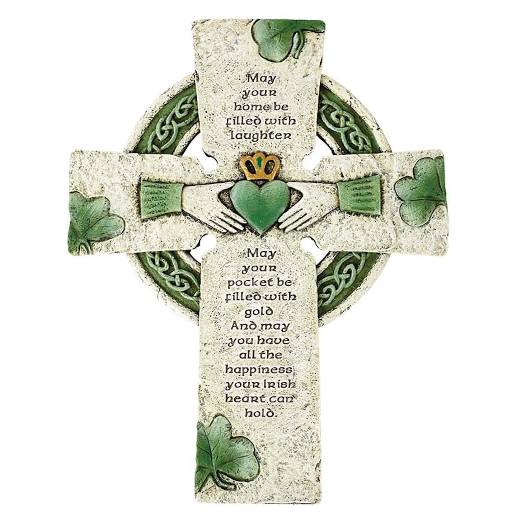 CBC Group Wall Cross 10" Irish Blessing Shamrocks | Traditional Religious Decor