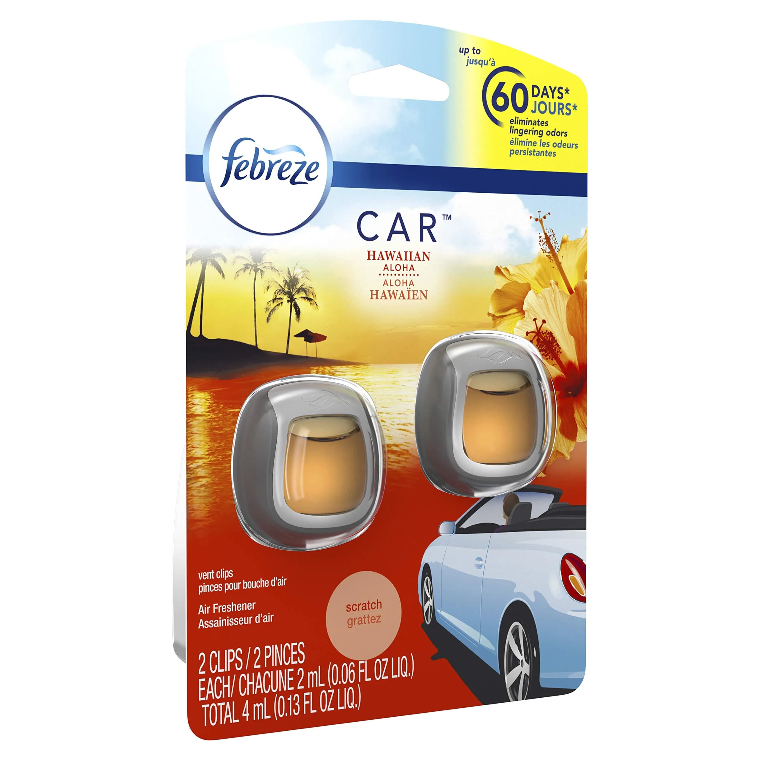 Febreze Car Air Fresheners Hawaiian Aloha Vent Clips 1.04 Fl Oz (8 Pack) | Eliminates Odors, Lasts 30 Days - view 7