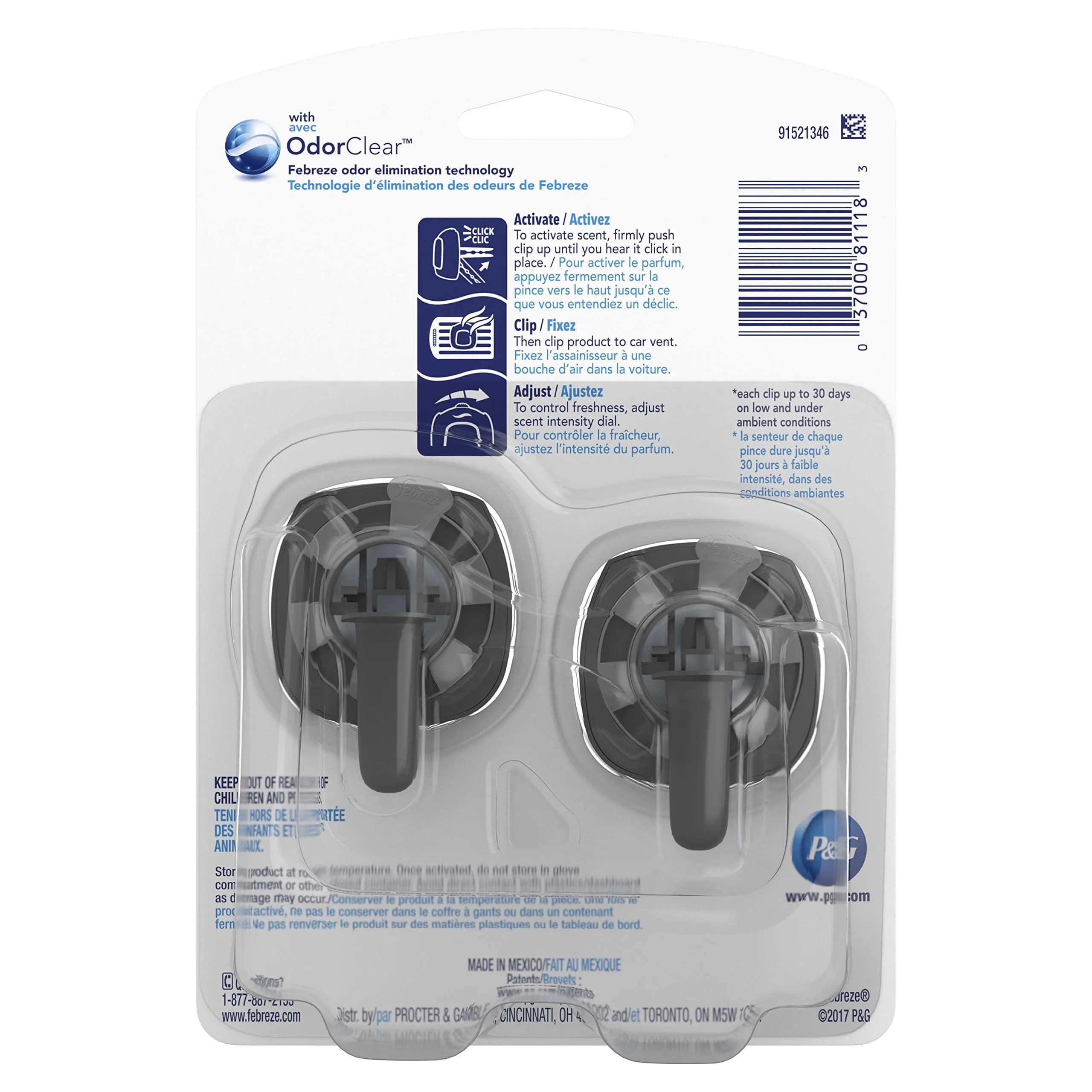 Febreze Car Air Fresheners Hawaiian Aloha Vent Clips 1.04 Fl Oz (8 Pack) | Eliminates Odors, Lasts 30 Days - view 2