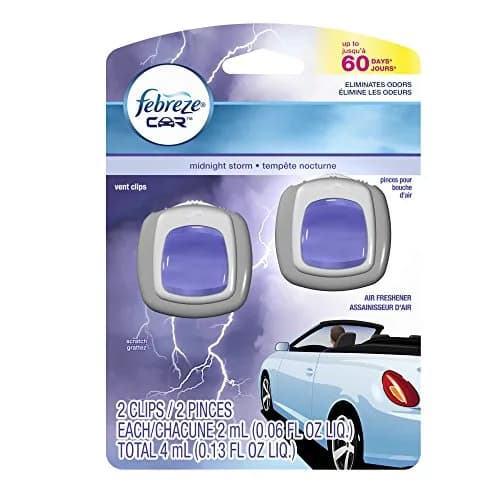Febreze CAR Vent Clip Air Freshener Midnight Storm 0.13 Fl Oz (1.04 Fl Oz) | Eliminates Odors for 30 Days thumbnail 1