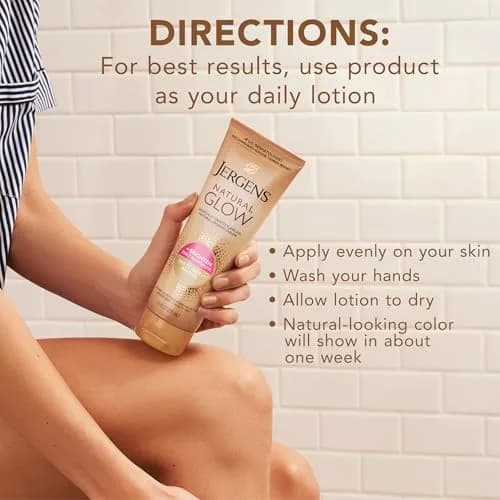 Jergens Natural Glow Self Tanner Body Lotion Fair to Medium Skin Tone 222ml (7.5 Fl Oz) | Gradual Color Build thumbnail 8