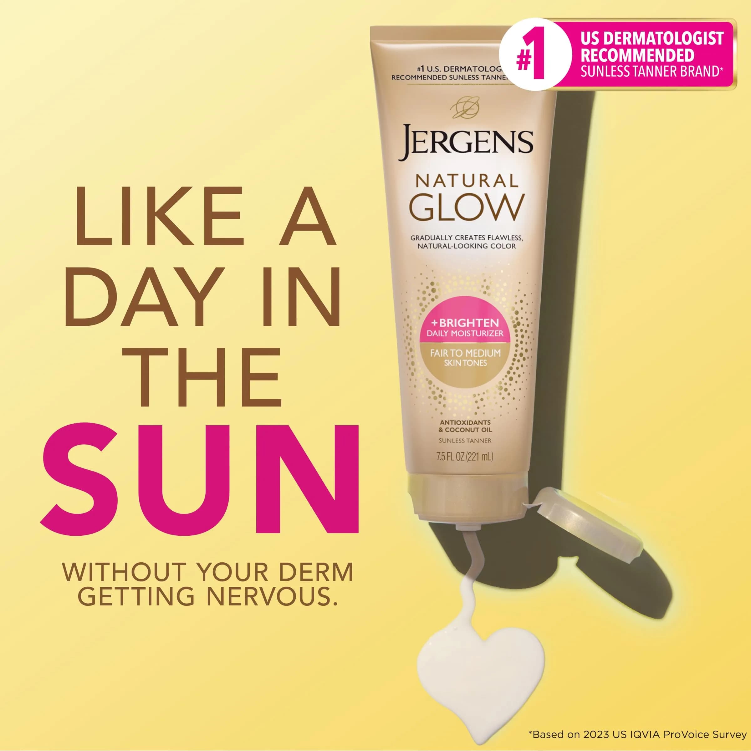 Jergens Natural Glow Self Tanner Body Lotion Fair to Medium Skin Tone 222ml (7.5 Fl Oz) | Gradual Color Build - view 2