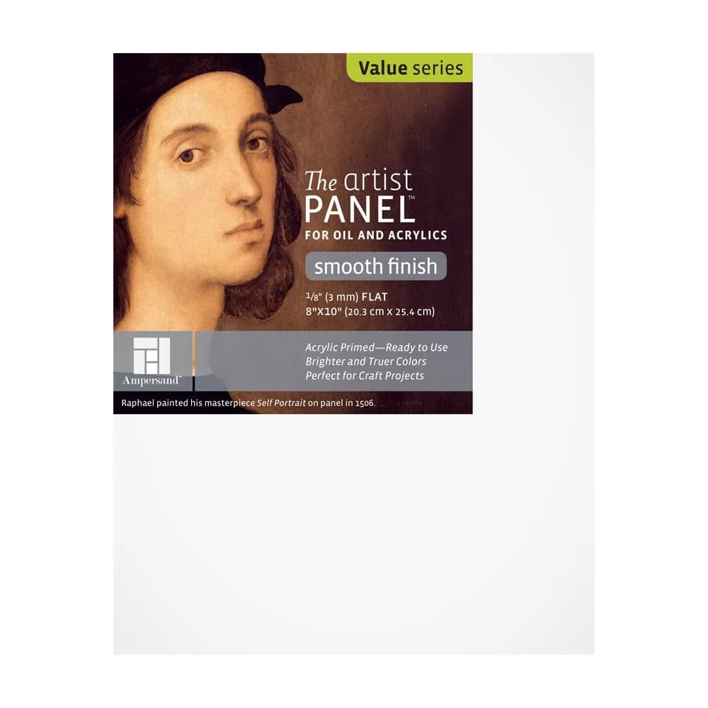 Ampersand Artist Panel Primed Smooth Surface 8X10 Inch (20.32x25.4 cm) | Acid-Free Gesso Board for Oil & Acrylic - main product image