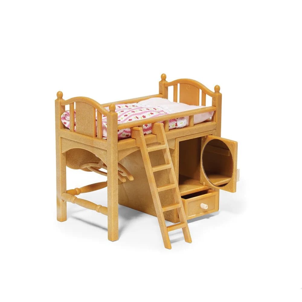 Calico Critters Loft Bed Set Dollhouse Furniture & Accessories | 1:24 Scale, Aqua — Loft Bed