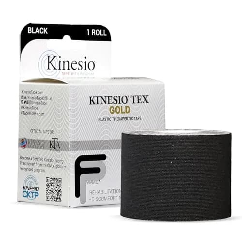 Kinesio Elastic Therapeutic Athletic Tape Tex Gold FP - Black 2 in. x 16.4 ft | Water-Resistant, Hypoallergenic Support thumbnail 1