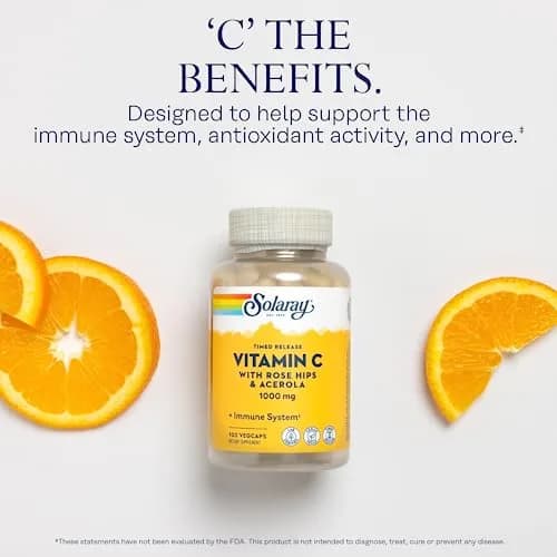 SOLARAY Vitamin C 1000mg - Time Release Capsules with Rose Hips & Acerola | All-Day Immune Support thumbnail 3