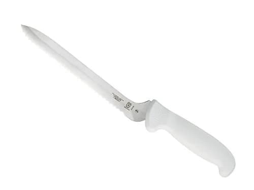 Mercer Culinary Ultimate White 8 Inch Wavy Edge Offset Utility Knife | High-Carbon Japanese Steel thumbnail 1