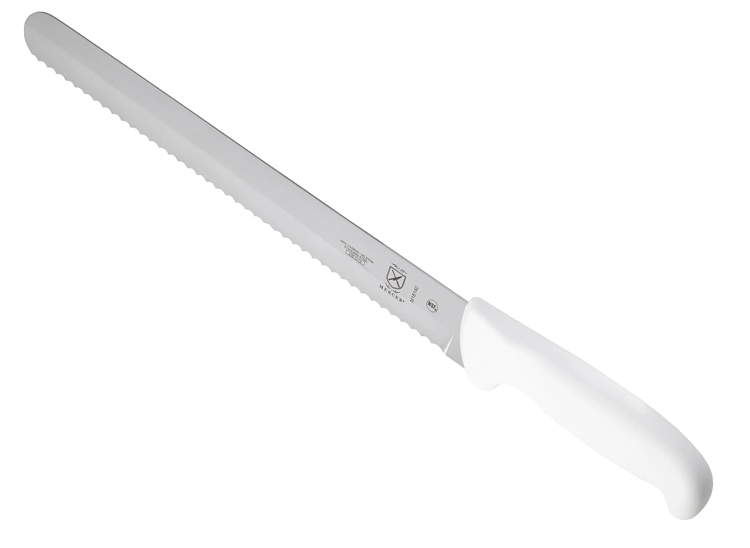 Mercer Culinary Ultimate White, 11 Inch Slicer Wavy Edge | High-Carbon Japanese Steel Kitchen Knife
