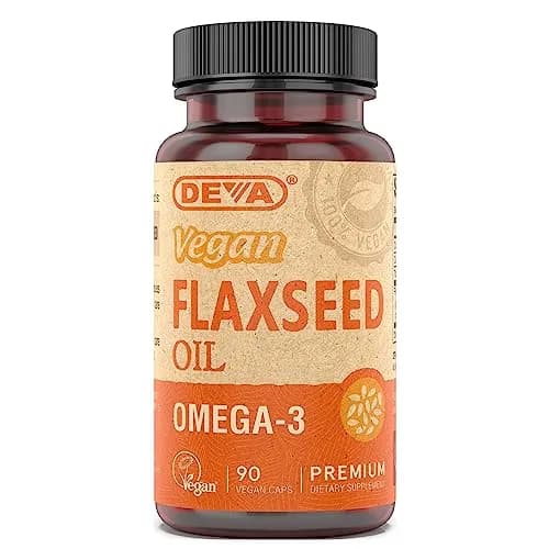 DEVA Vegan Flaxseed Oil - 90 Vcaps | Organic, Cold-Pressed Omega-3 Supplement for Vegetarians thumbnail 1