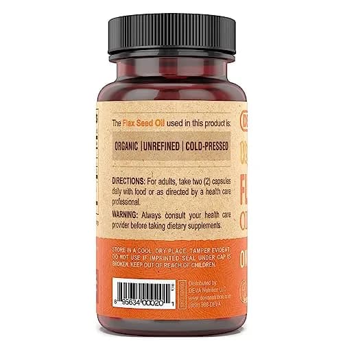 DEVA Vegan Flaxseed Oil - 90 Vcaps | Organic, Cold-Pressed Omega-3 Supplement for Vegetarians thumbnail 4