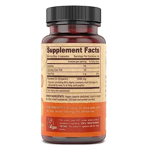 DEVA Vegan Flaxseed Oil - 90 Vcaps | Organic, Cold-Pressed Omega-3 Supplement for Vegetarians thumbnail 3