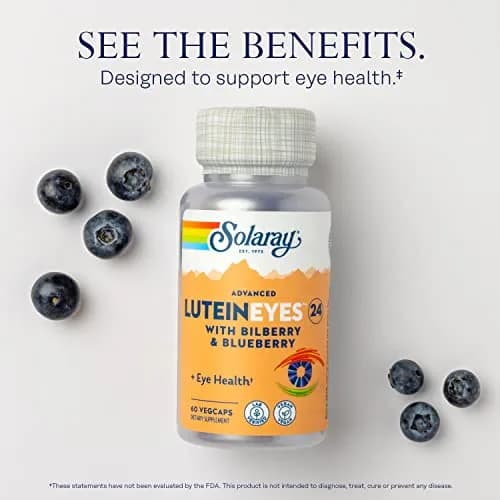 SOLARAY Advanced Lutein 24 mg with Zeaxanthin, Blueberry & Bilberry Extract | Vegan Eye Support Supplement, 60 VegCaps thumbnail 3