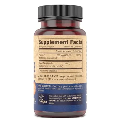 DEVA Vegan Natural Source Vitamin E 400IU with Mixed tocopherols | Soy-Free, Non-GMO, Vegan, 90 Veg Caps (Pack of 2) thumbnail 3