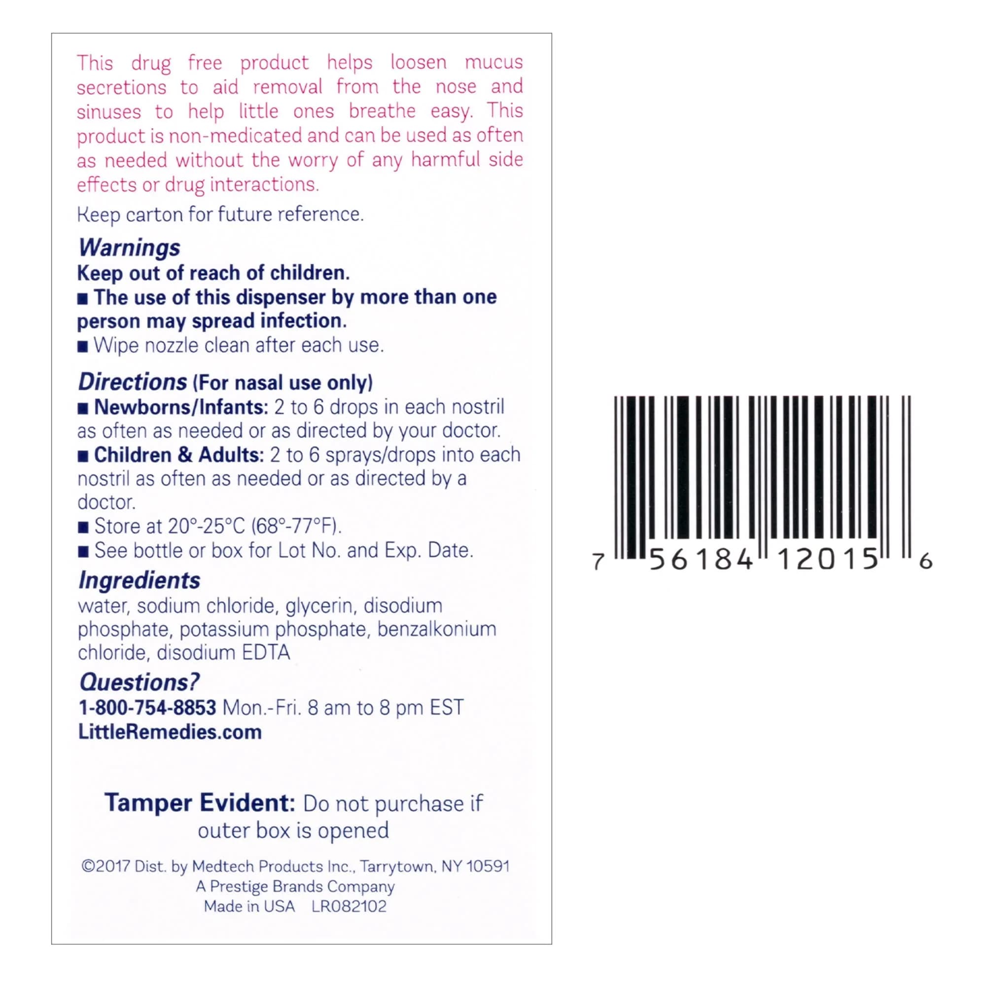 Little Remedies Sterile Baby Saline Nasal Spray and Drops 15ml (0.5 Fl Oz) | Safe for Newborns, Drug-Free Relief - view 6