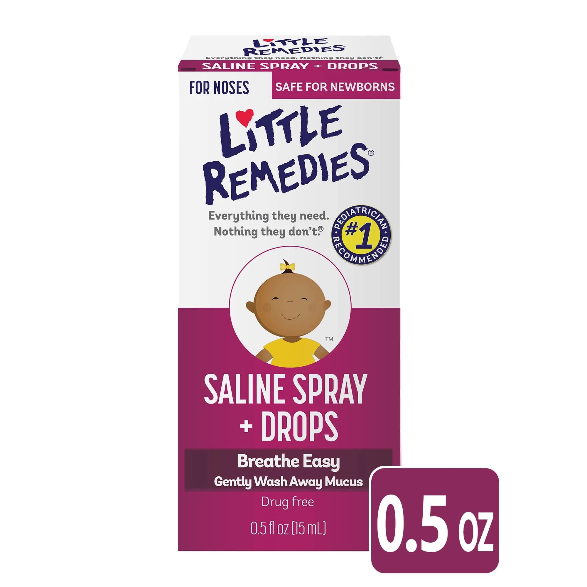Little Remedies Sterile Baby Saline Nasal Spray and Drops 15ml (0.5 Fl Oz) | Safe for Newborns, Drug-Free Relief - view 7