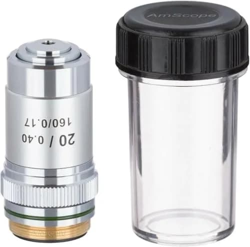 AmScope A20X 20X Achromatic Microscope Objective | DIN Standard, Metal Mount, 20mm Thread thumbnail 1
