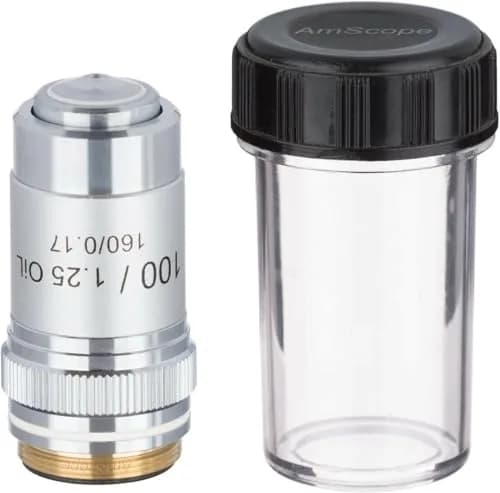 AmScope A100X Oil Achromatic Microscope Objective Lens 100X (3.4mm) | High NA 1.25 for DIN/JIS Standard Microscopes thumbnail 1