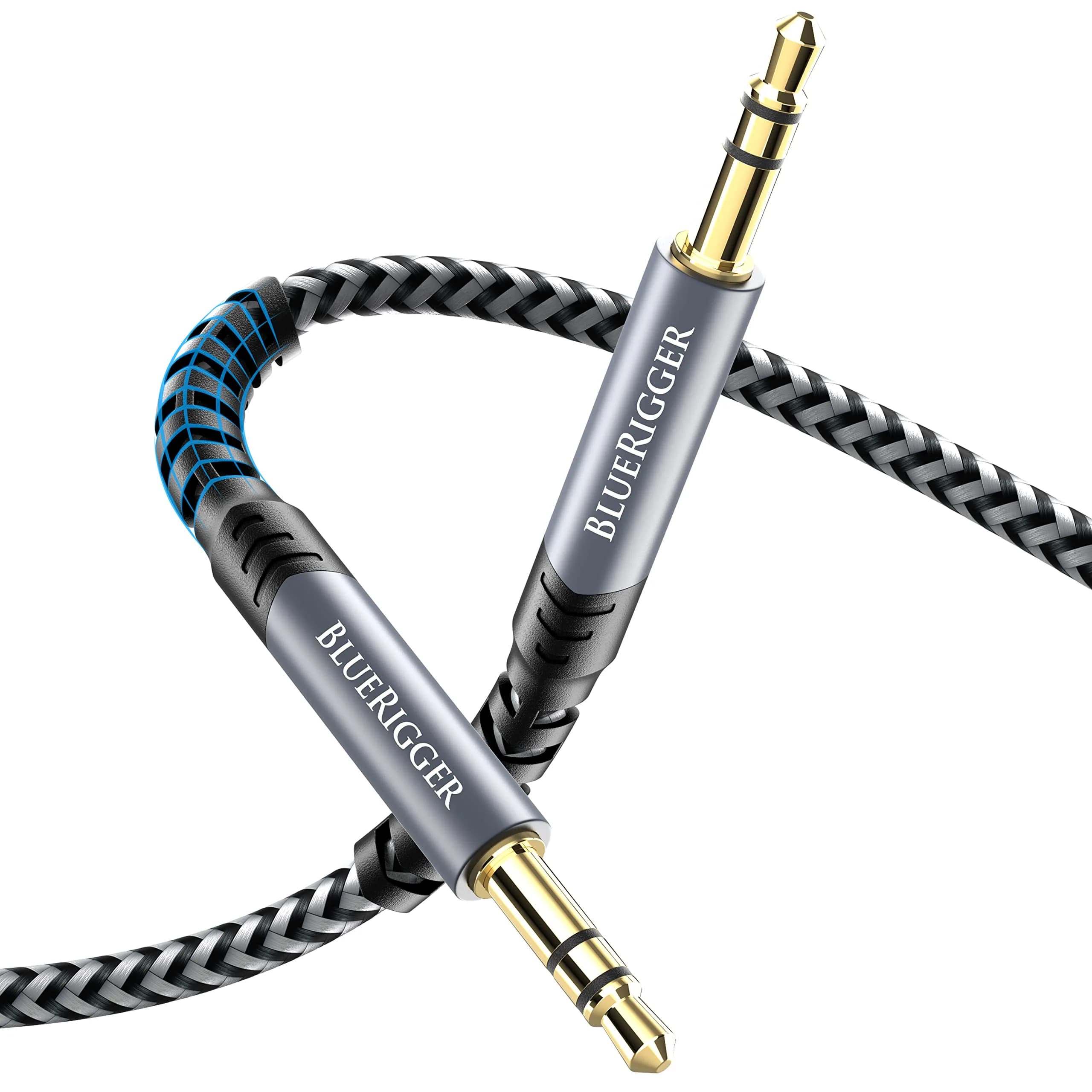 BlueRigger 3.5mm Stereo Audio Cable 15FT | Hi-Fi Sound, Gold Plated Jack, Auxiliary for Headphones & Car Stereo