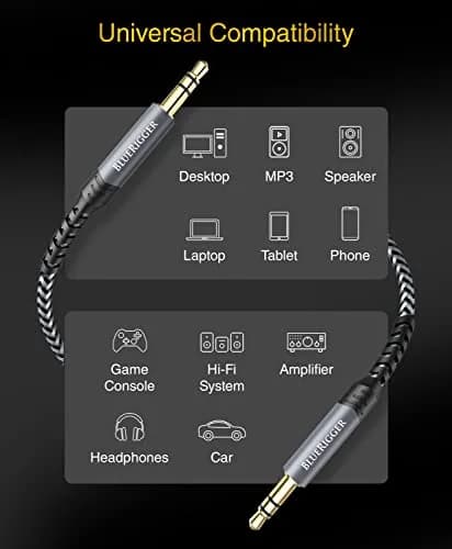 BlueRigger 3.5mm Stereo Audio Cable 15FT | Hi-Fi Sound, Gold Plated Jack, Auxiliary for Headphones & Car Stereo thumbnail 3