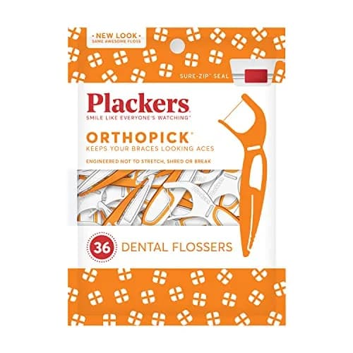 Plackers Orthopick Flosser for Braces 36 Count (Pack of 2) | Effective Plaque Removal for Braces thumbnail 1